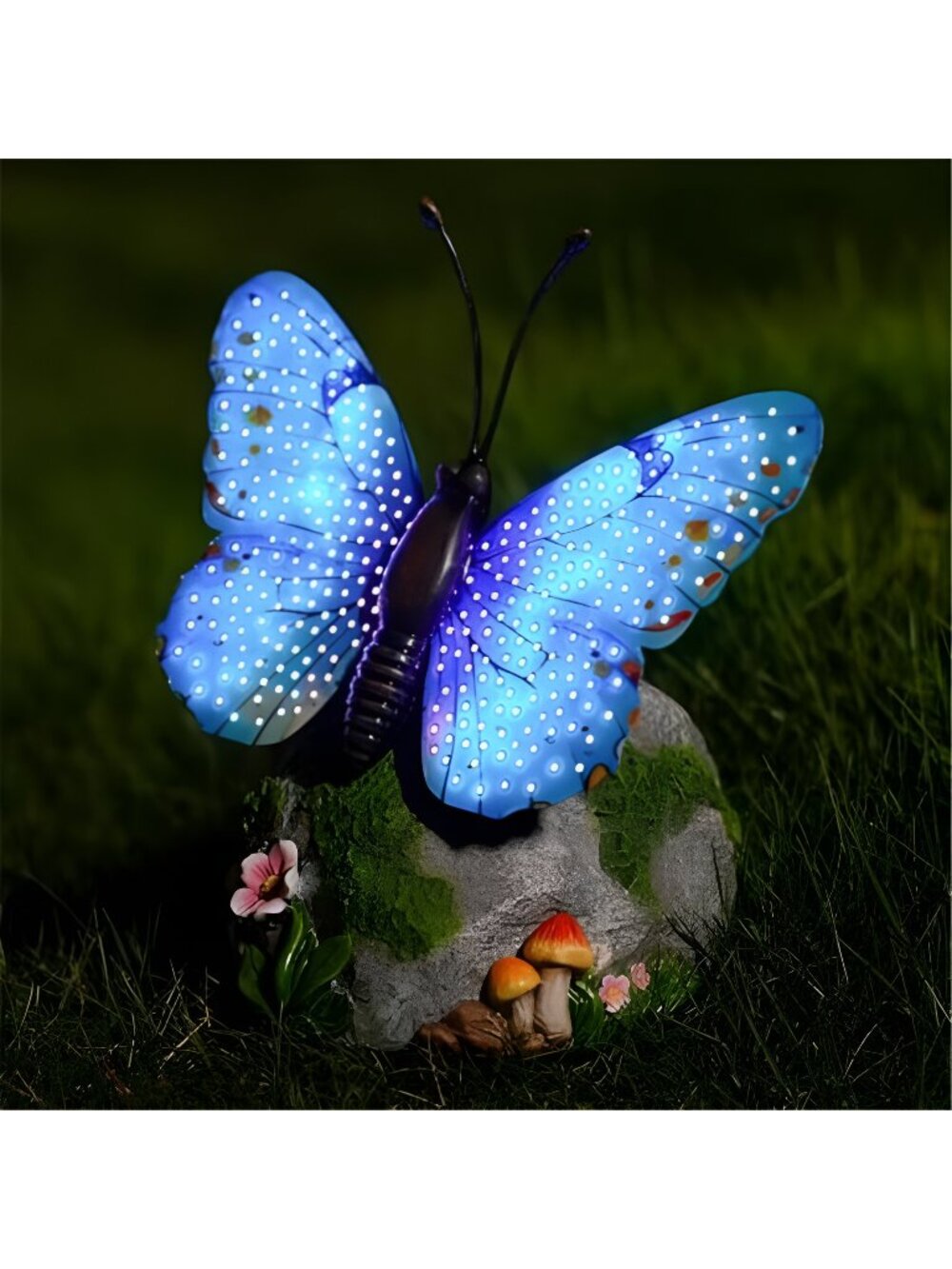 Solar Butterfly Garden Statue Weatherproof Outdoor Hand-Painted Decor Butterfly